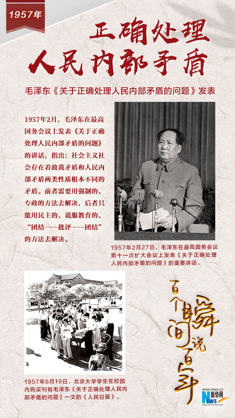 1957，正確處理人民內(nèi)部矛盾