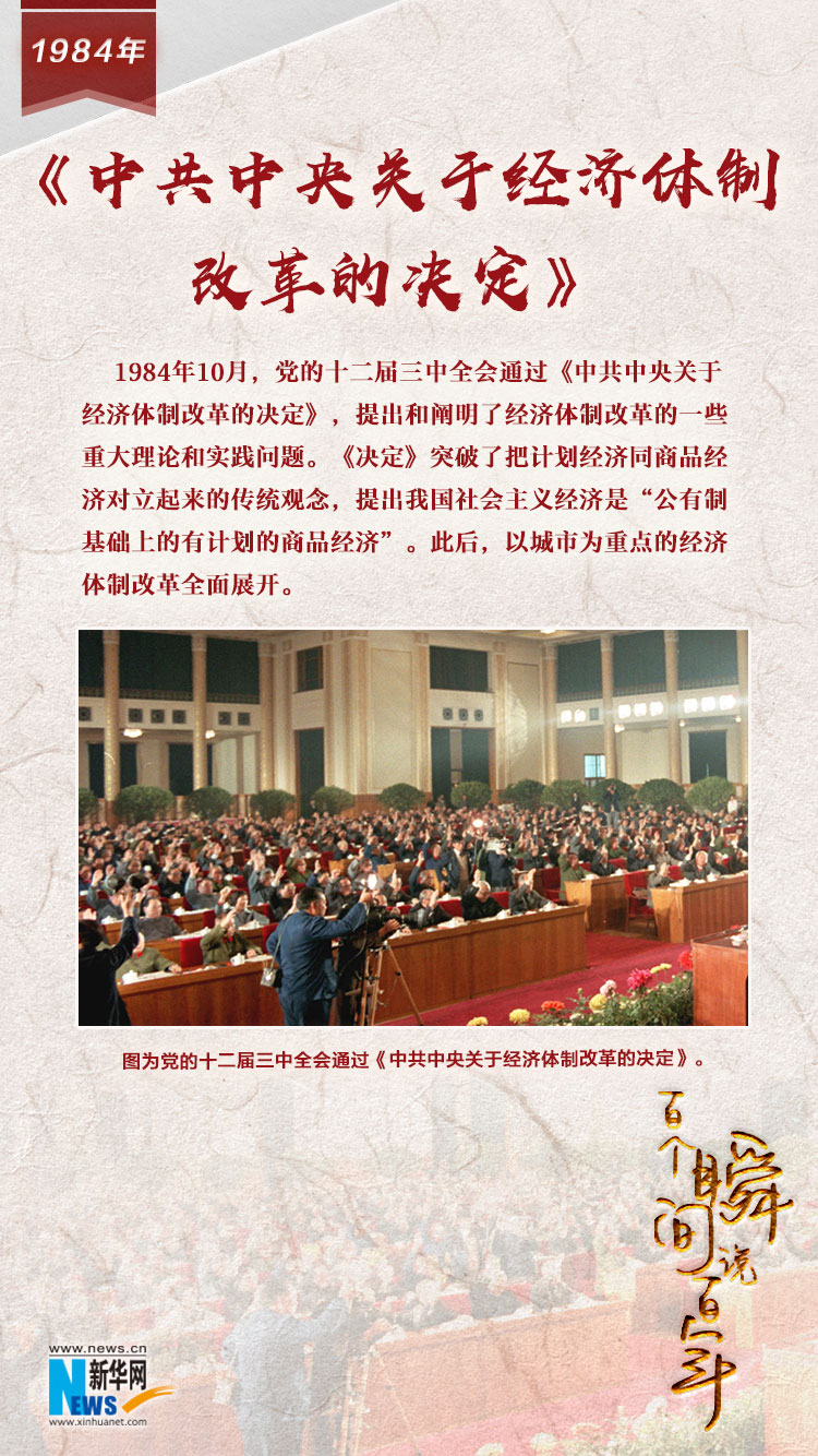 1984，《中共中央關(guān)于經(jīng)濟體制改革的決定》