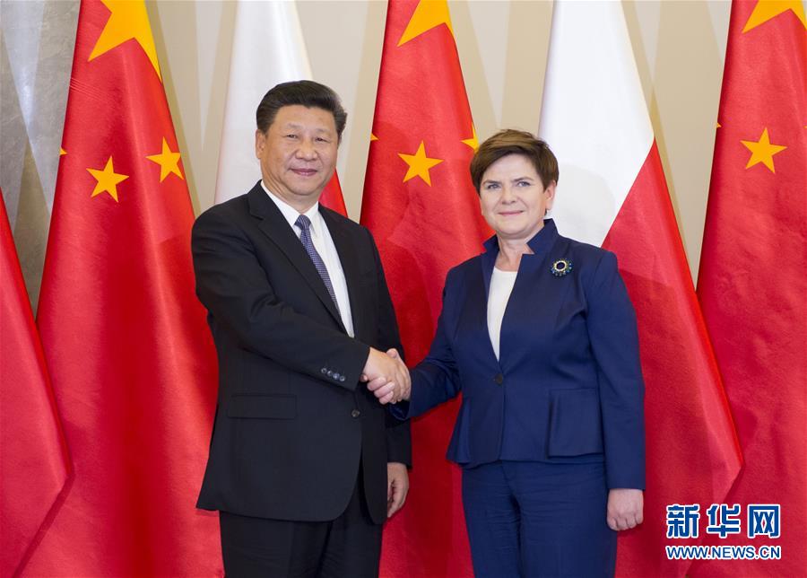 6月20日，國(guó)家主席習(xí)近平在華沙會(huì)見波蘭總理希德沃。新華社記者 謝環(huán)馳 攝  