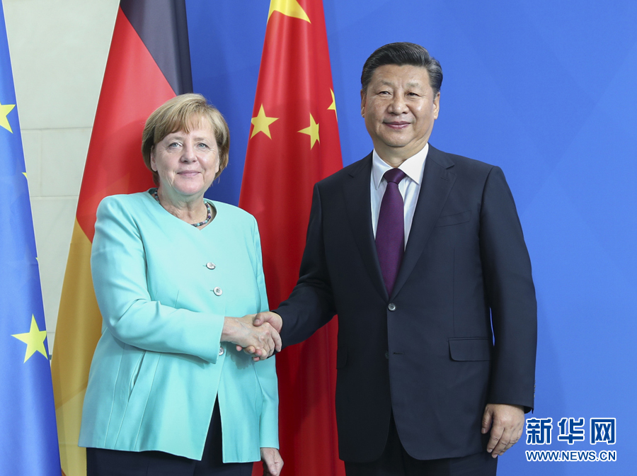 7月5日，國家主席習近平在柏林同德國總理默克爾舉行會談。新華社記者謝環(huán)馳攝